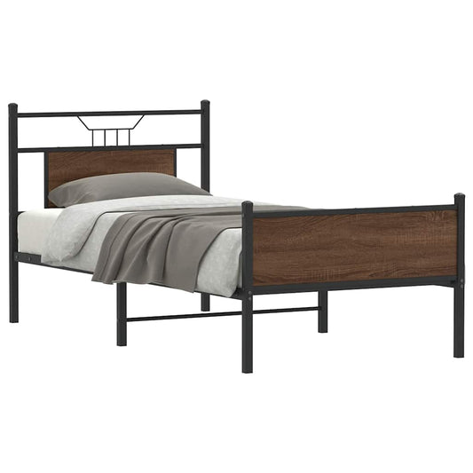 Brown Oak Bed Frame 80x200 cm, Engineered Wood, Mattress Not Included