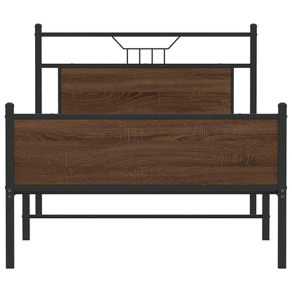 Brown Oak Bed Frame 100x200 cm - Sturdy Engineered Wood Design