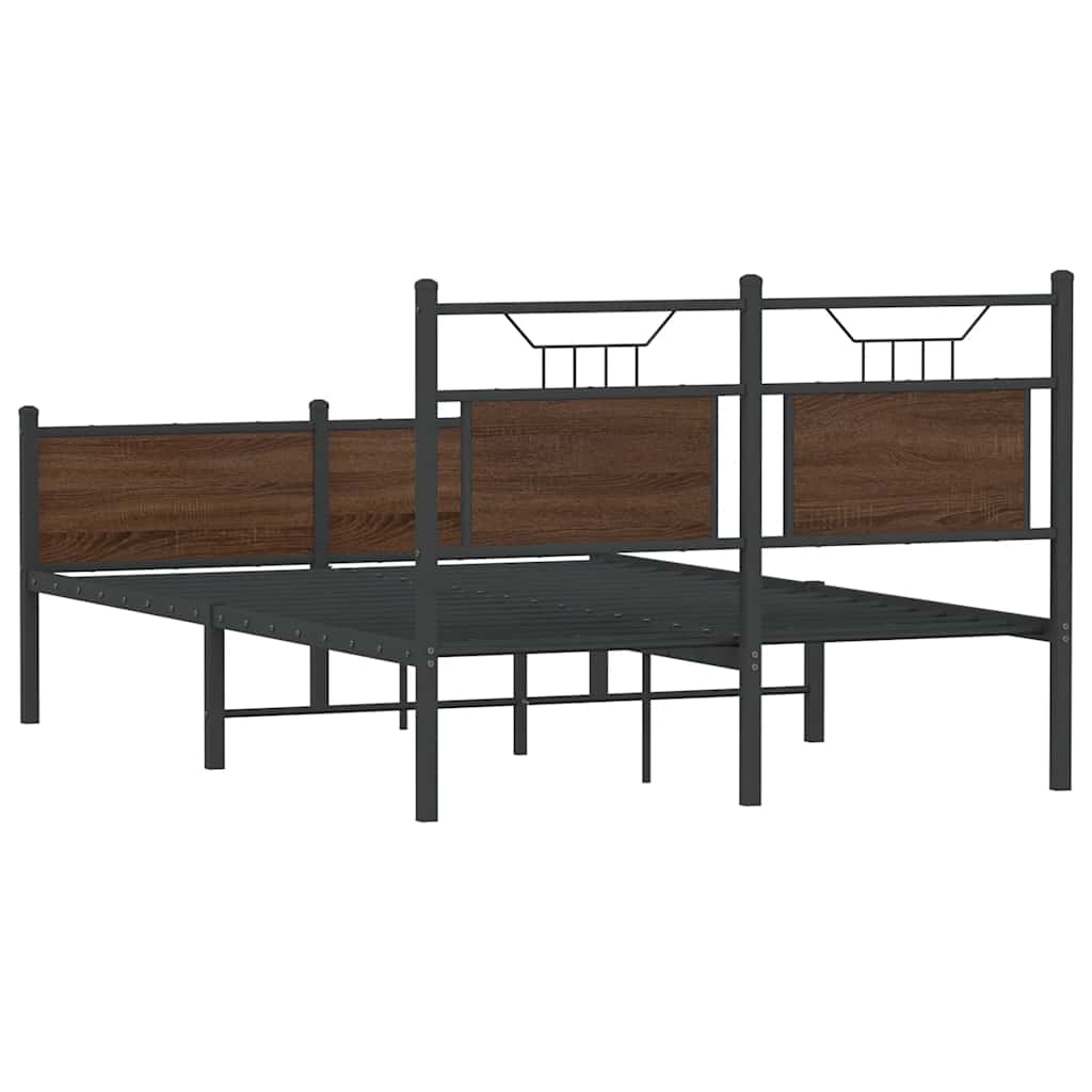 Brown Oak Engineered Wood Bed Frame 120x200 cm (No Mattress)