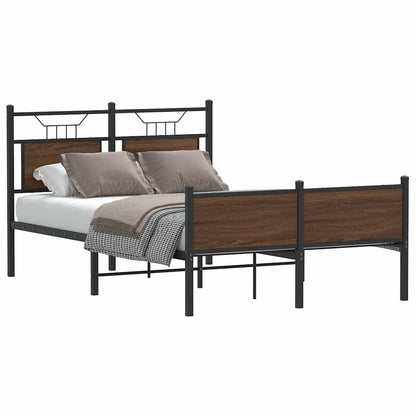 Brown Oak Engineered Wood Bed Frame 120x200 cm (No Mattress)