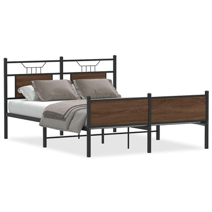 Bed Frame without Mattress Brown Oak 137x190 cm Engineered Wood