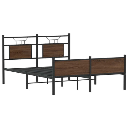 Bed Frame without Mattress Brown Oak 137x190 cm Engineered Wood