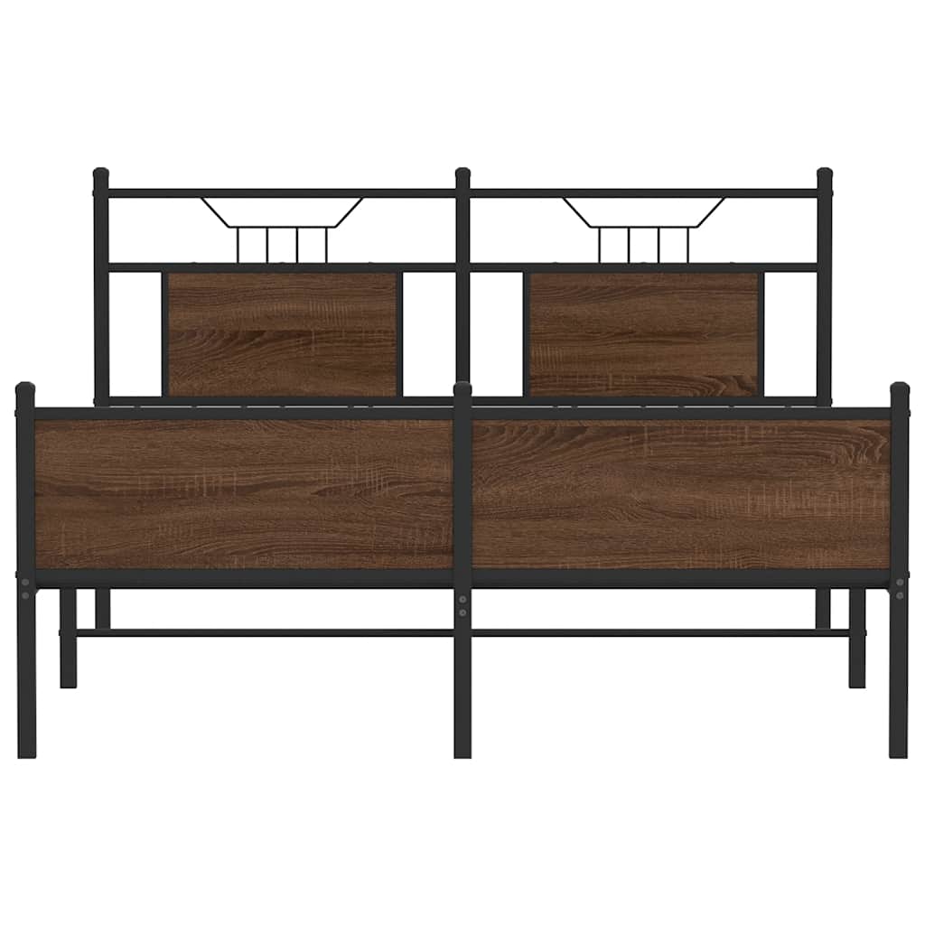 Bed Frame without Mattress Brown Oak 137x190 cm Engineered Wood