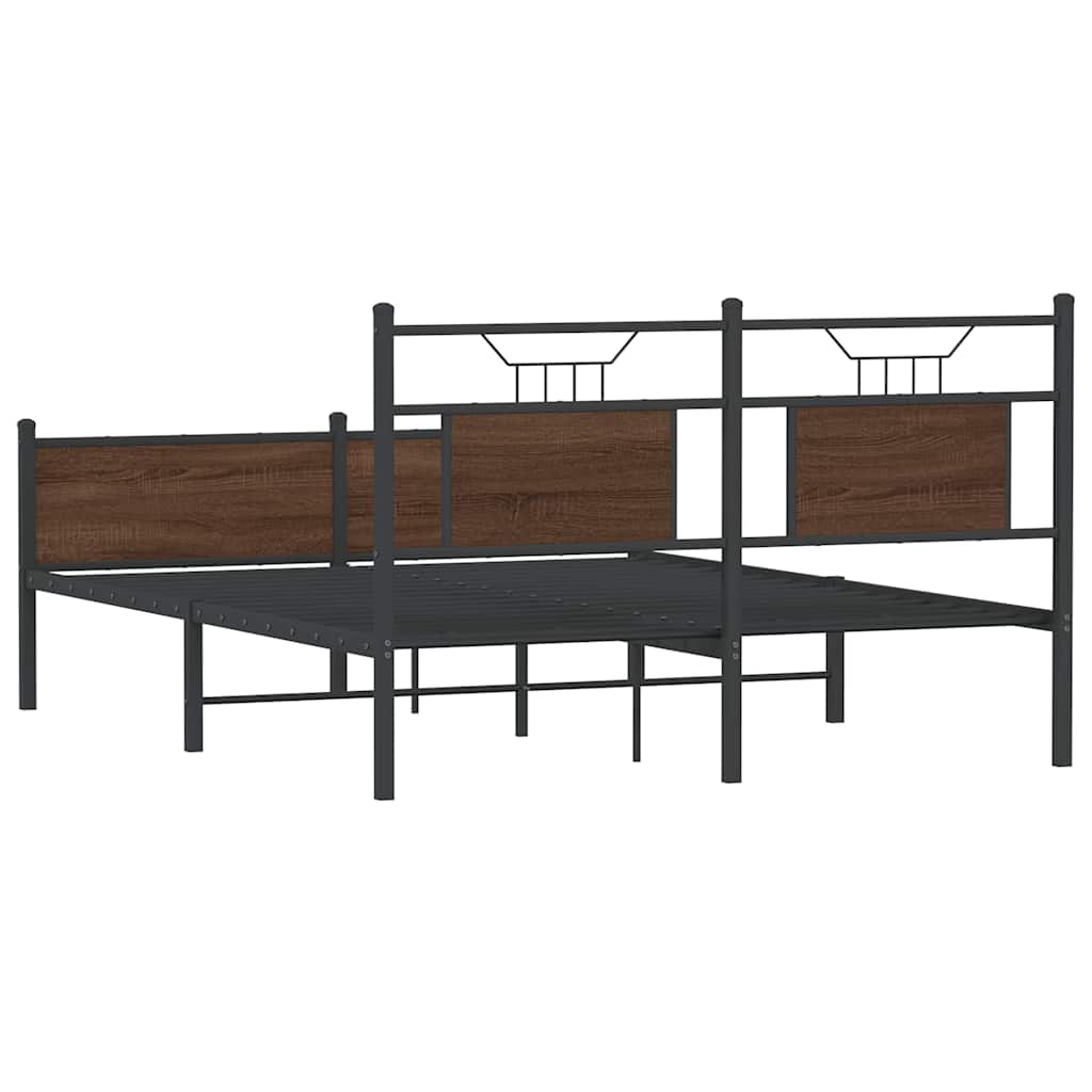 Bed Frame without Mattress Brown Oak 137x190 cm Engineered Wood