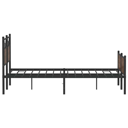 Brown Oak 140x190 cm Bed Frame, Engineered Wood, No Mattress Included