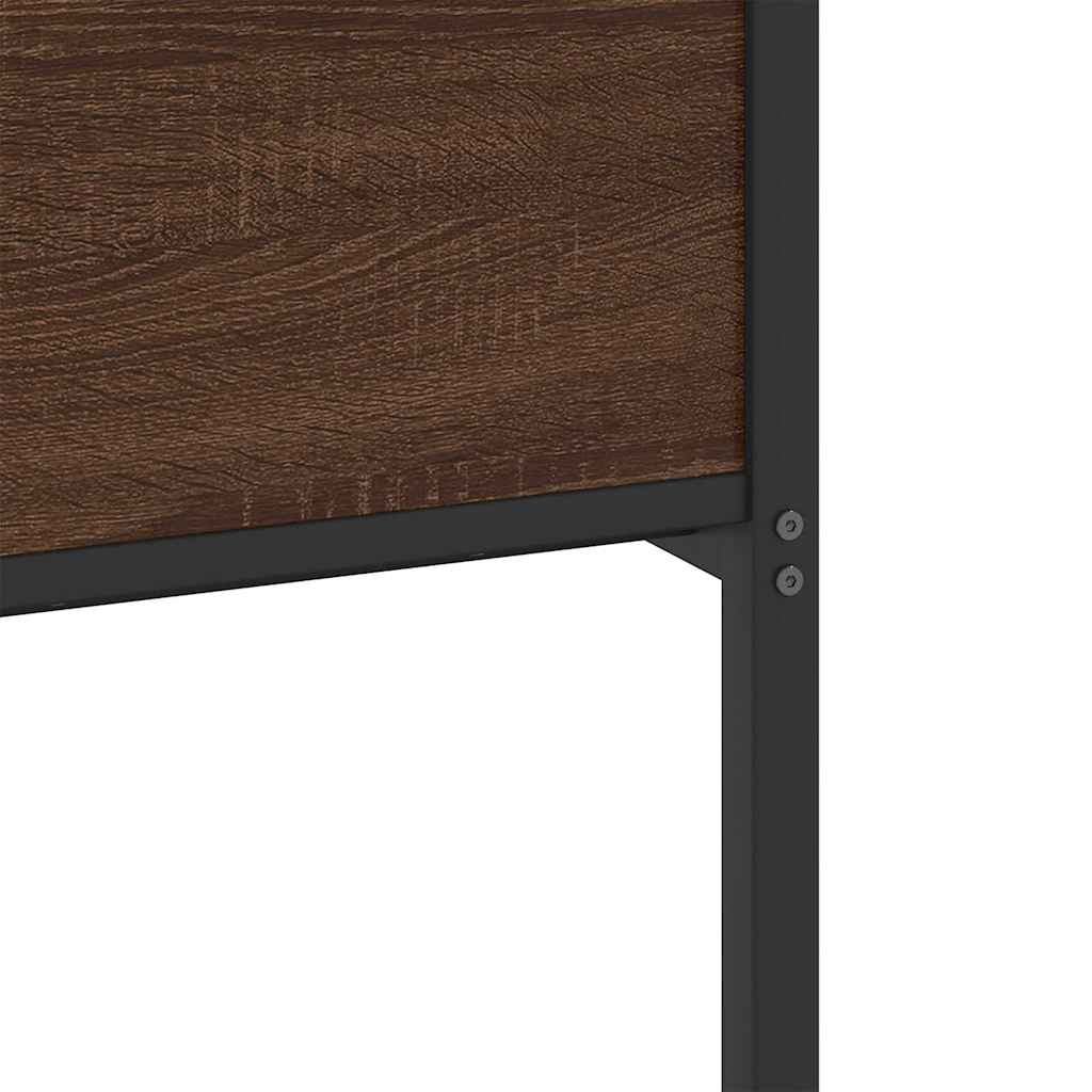 Brown Oak 140x190 cm Bed Frame, Engineered Wood, No Mattress Included