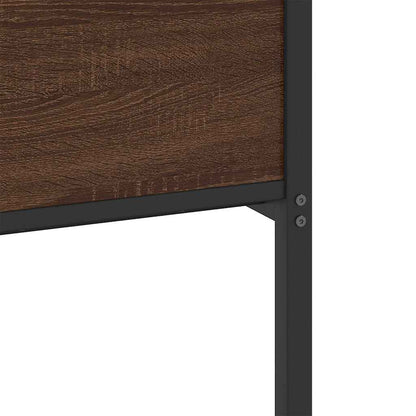 Brown Oak 140x190 cm Bed Frame, Engineered Wood, No Mattress Included