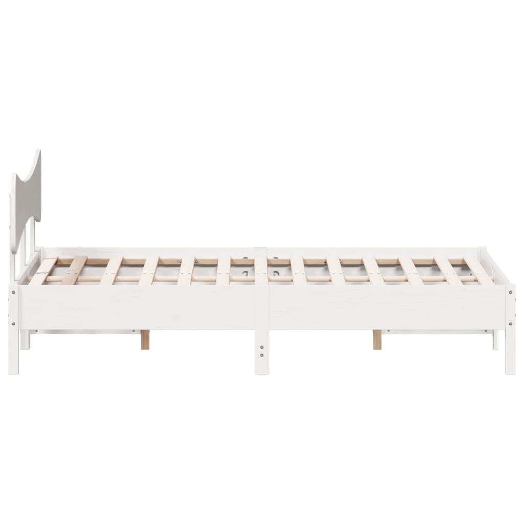 White Solid Pine Wood Bed Frame 200x200 cm - No Mattress Included