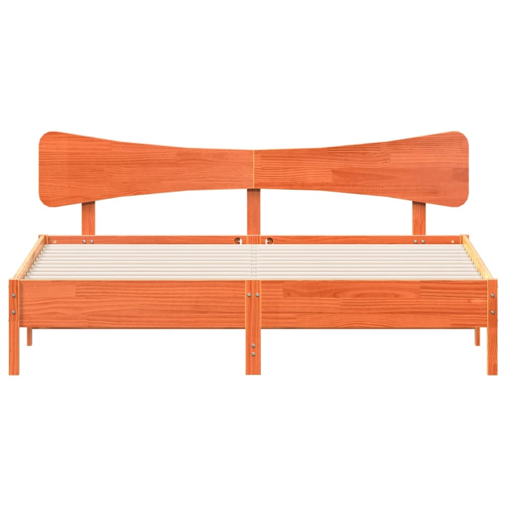 Solid Pine Wood Bed Frame, Wax Brown, 200x200 cm, No Mattress