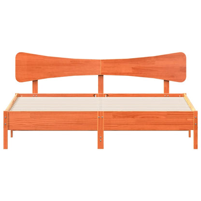 Solid Pine Wood Bed Frame, Wax Brown, 200x200 cm, No Mattress