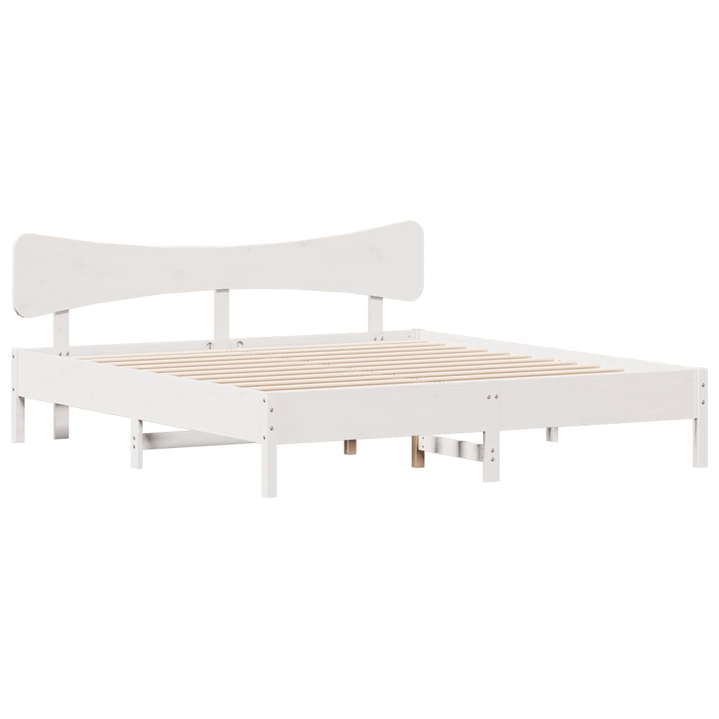 Super King Solid Pine Wood White Bed Frame 180x200 cm