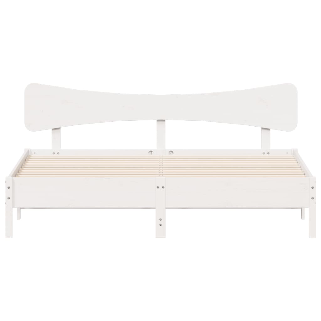 Super King Solid Pine Wood White Bed Frame 180x200 cm