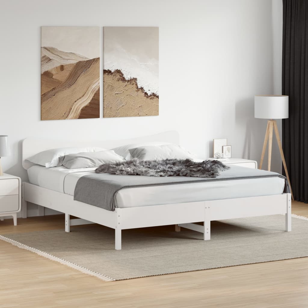 Super King Solid Pine Wood White Bed Frame 180x200 cm