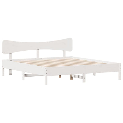 Solid Pine Wood Bed Frame 160x200 cm - White Finish, No Mattress