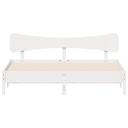 Solid Pine Wood Bed Frame 160x200 cm - White Finish, No Mattress