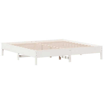 Solid Pine Wood Bed Frame 160x200 cm - White Finish, No Mattress