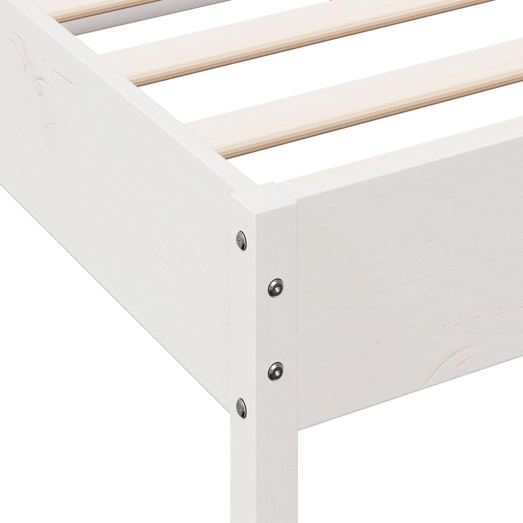 Solid Pine Wood Bed Frame 160x200 cm - White Finish, No Mattress