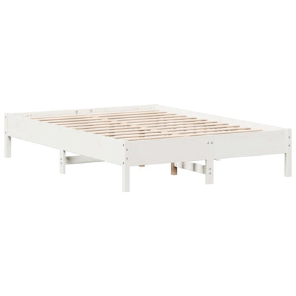 King Size Solid Wood Pine Bed Frame 150x200 cm - White Finish