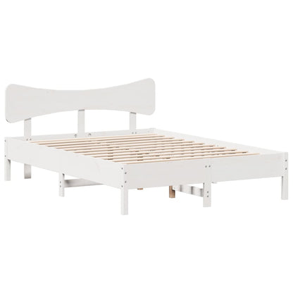 White Solid Pine Bed Frame 140x200 cm - No Mattress Included
