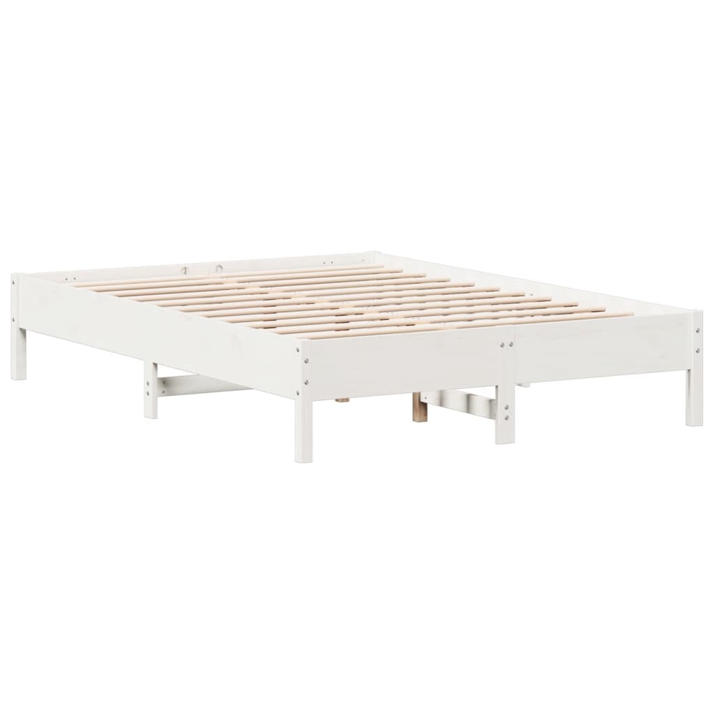 White Solid Pine Bed Frame 140x200 cm - No Mattress Included