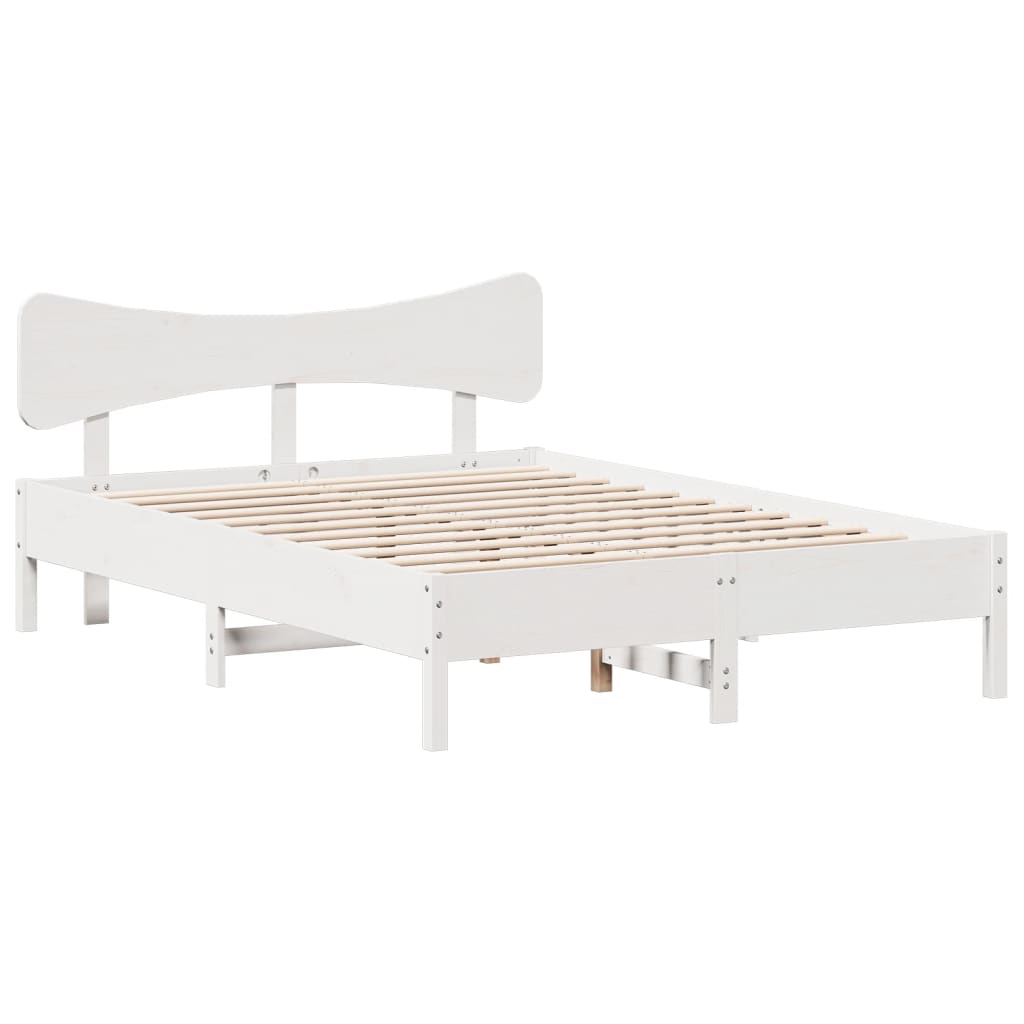 Solid Pine Wood Bed Frame, White, 120x200 cm (Mattress Not Included)