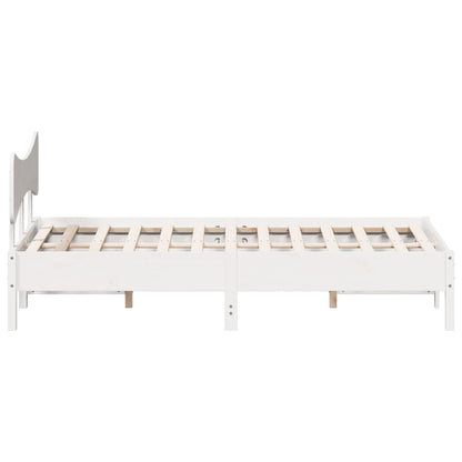 Solid Pine Wood Bed Frame, White, 120x200 cm (Mattress Not Included)