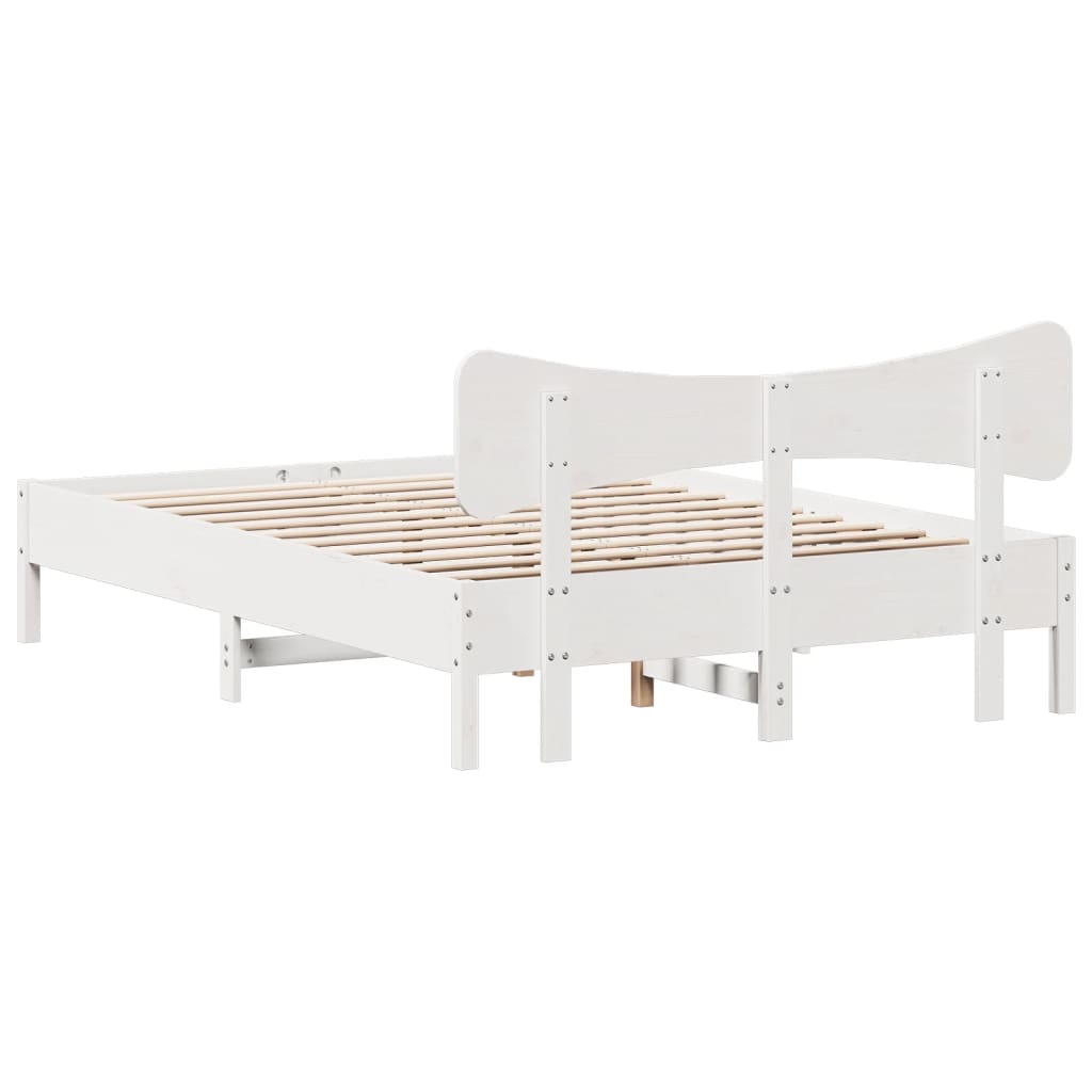 Solid Pine Wood Bed Frame, White, 120x200 cm (Mattress Not Included)