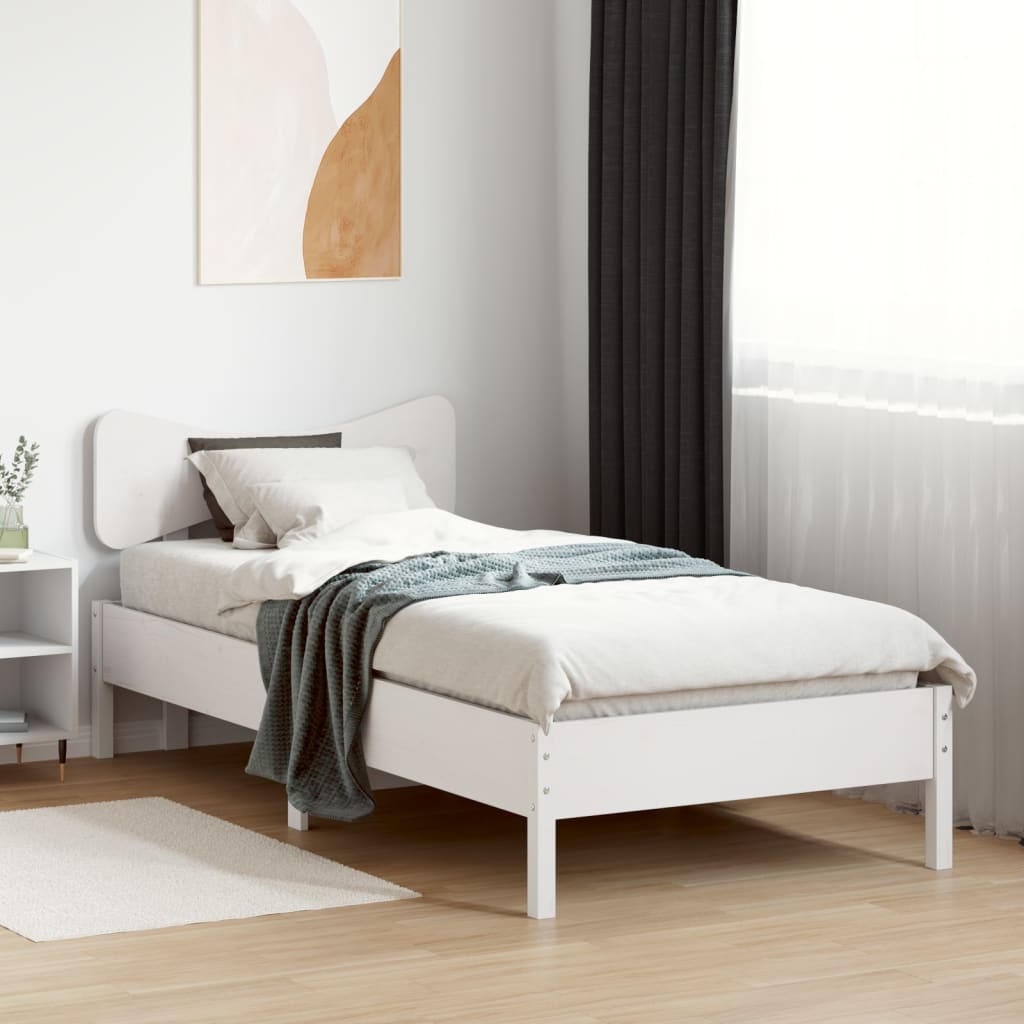 Solid Pine White Bed Frame 100x200 cm - Durable & Stylish
