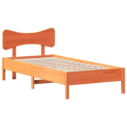 Solid Wood Pine Bed Frame, Wax Brown 90x200 cm - No Mattress Included