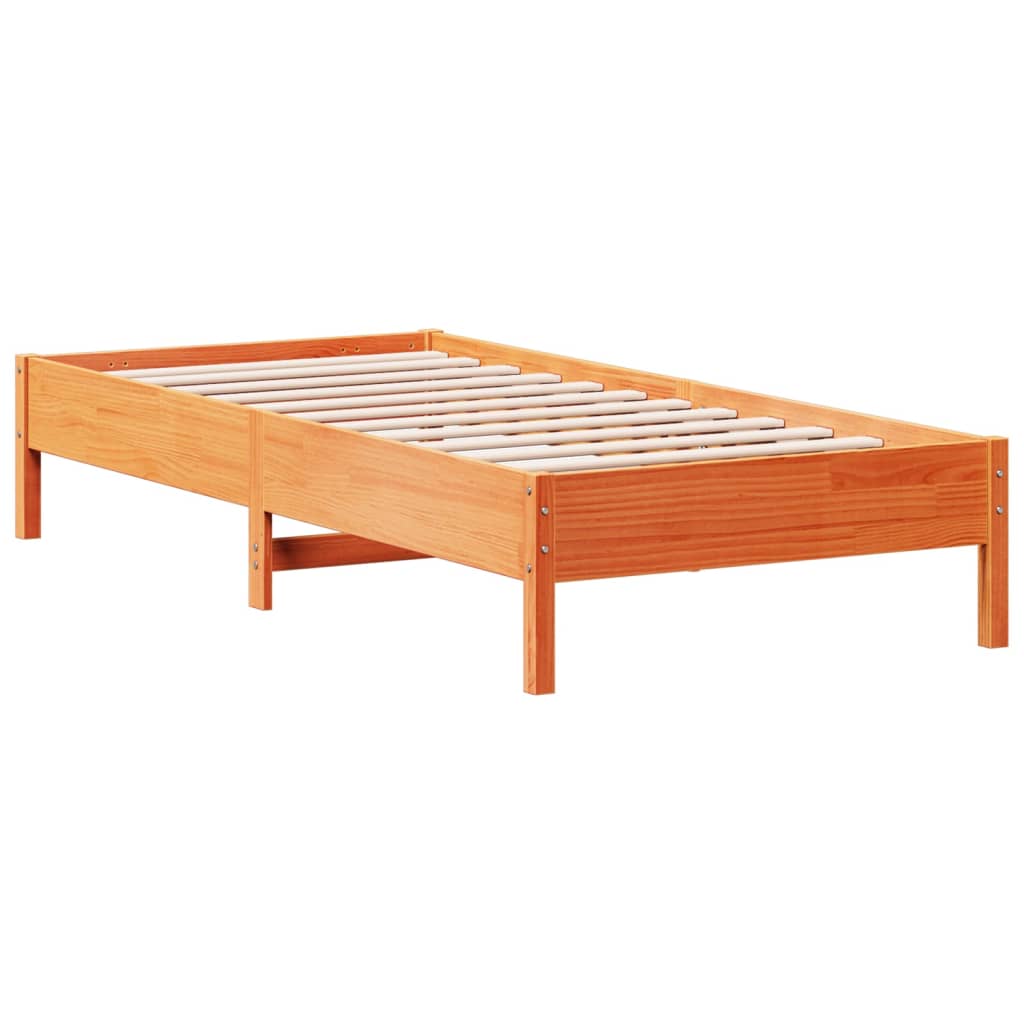 Solid Wood Pine Bed Frame, Wax Brown 90x200 cm - No Mattress Included