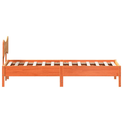 Solid Wood Pine Bed Frame, Wax Brown 90x200 cm - No Mattress Included