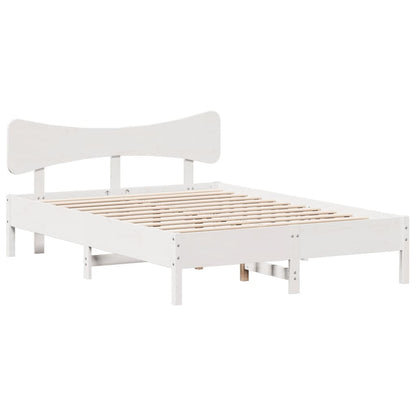 Solid Pine Bed Frame 140x190 cm - White, Sturdy & Stylish