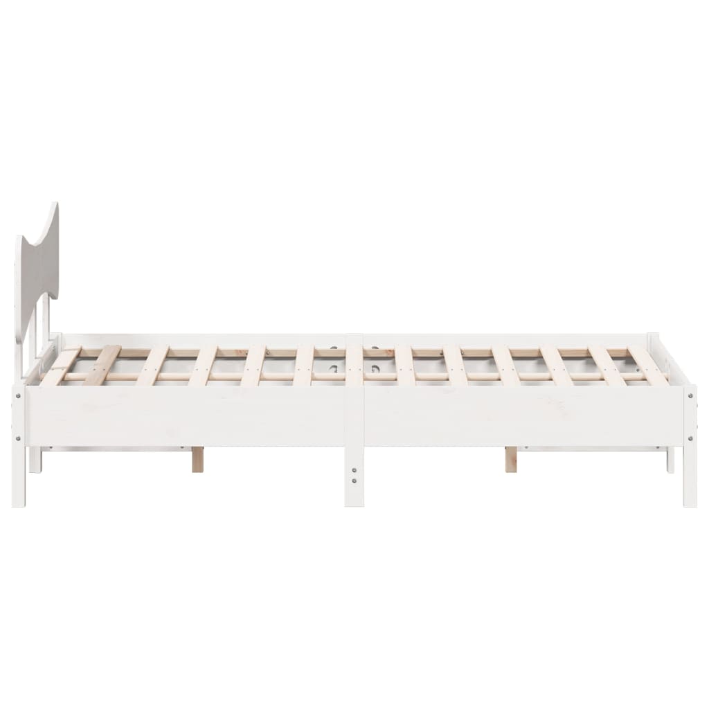 Solid Pine Bed Frame 140x190 cm - White, Sturdy & Stylish