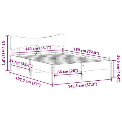 Solid Pine Bed Frame 140x190 cm - White, Sturdy & Stylish