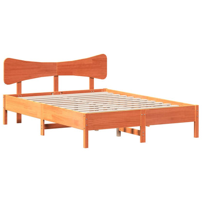 Wax Brown Solid Pine Wood Bed Frame 140x190 cm - No Mattress