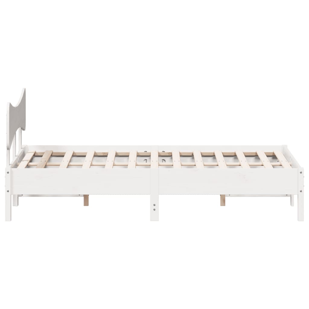 White Solid Pine Bed Frame 135x190 cm - Double Size Without Mattress