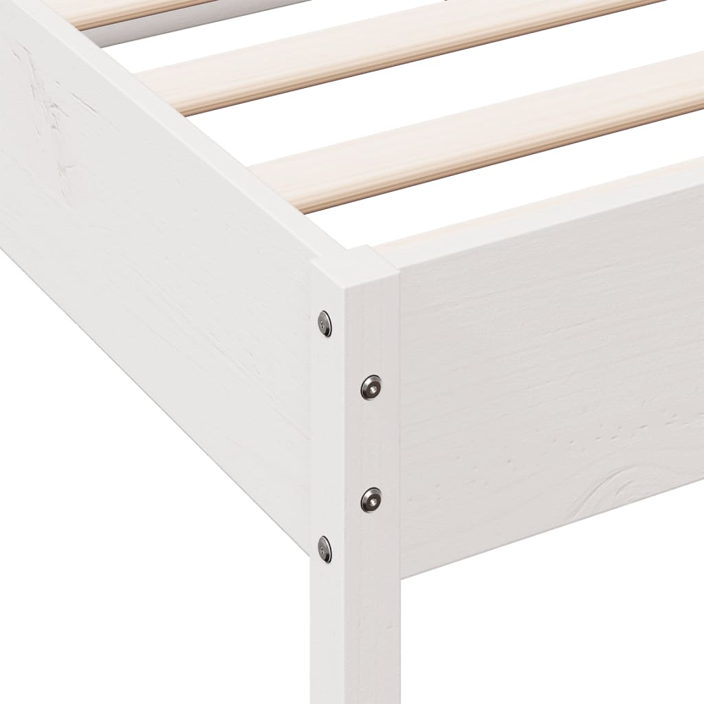 White Solid Pine Wood Bed Frame 120x190 cm - Small Double Size