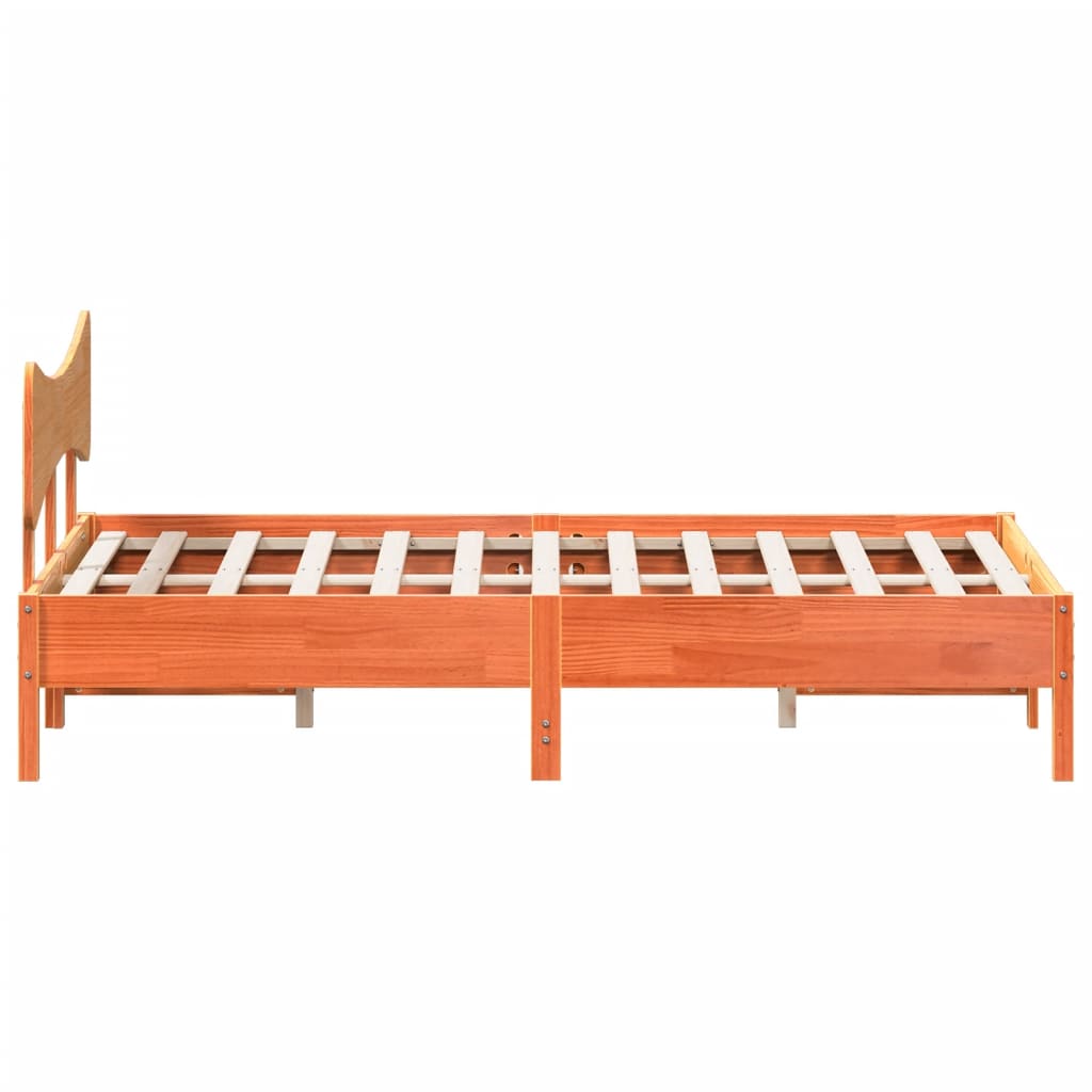 Solid Pine Small Double Bed Frame, Wax Brown, 120x190 cm