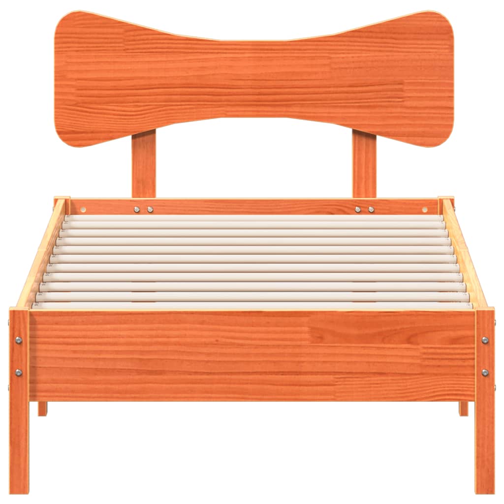Solid Pine Wood Bed Frame, Wax Brown 90x190cm, Single Size