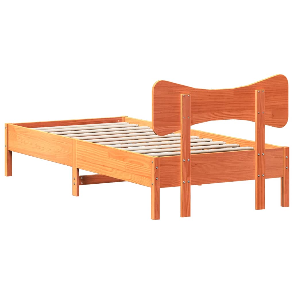 Solid Pine Wood Bed Frame, Wax Brown 90x190cm, Single Size