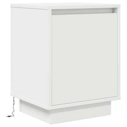 Bedside Cabinet with LED Lights White 38x34x50 cm