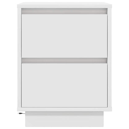 Bedside Cabinet with LED Lights White 38x34x50 cm