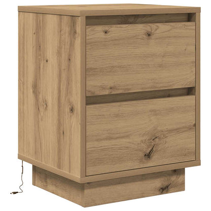 Bedside Cabinets with LED Lights 2 pcs Artisan Oak 38x34x50 cm
