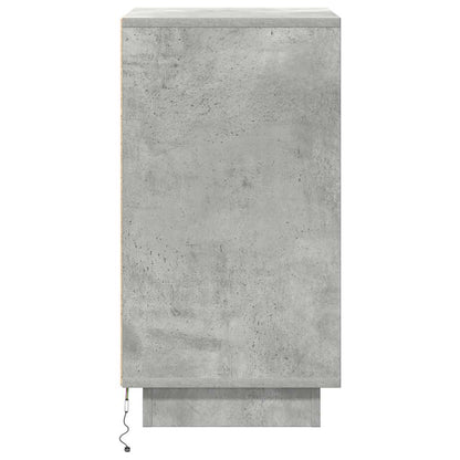 Bedside Cabinet with LED Lights Concrete Grey 38x34x65 cm
