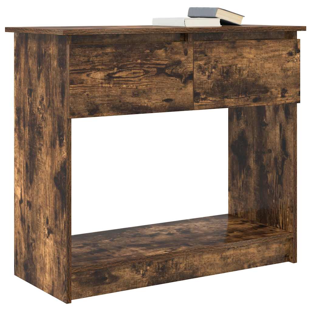 Smoked Oak Console Table with Drawers - 85.5x38.5x74.5 cm