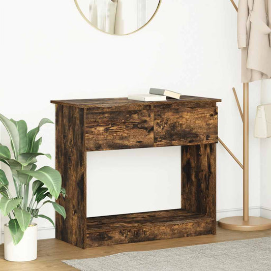 Smoked Oak Console Table with Drawers - 85.5x38.5x74.5 cm