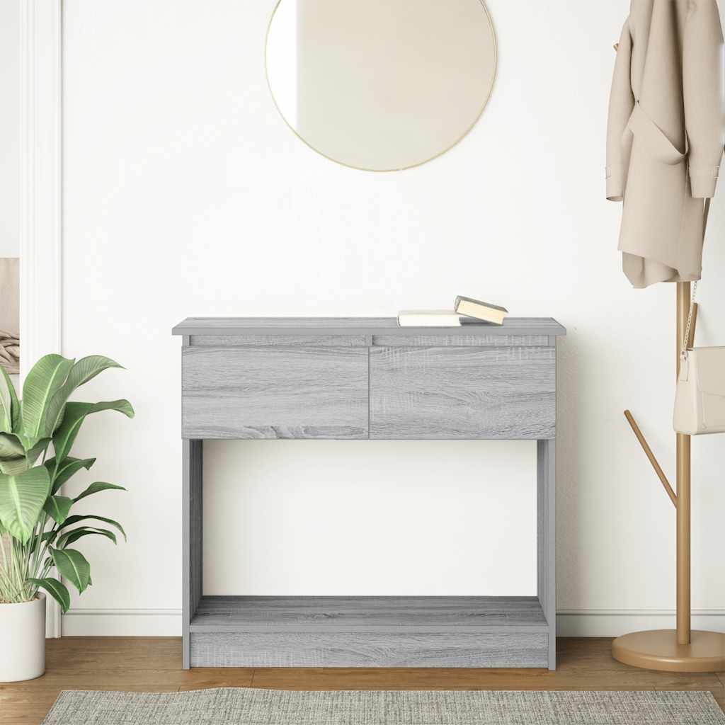 Grey Sonoma Console Table with Drawers, 85.5x38.5x74.5 cm Oak Wood