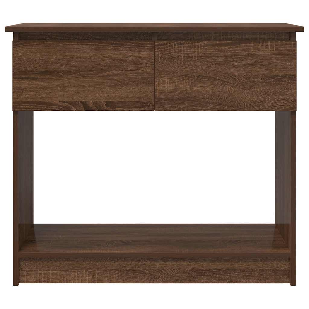 Brown Oak Console Table with Drawers - 85.5x38.5x74.5 cm