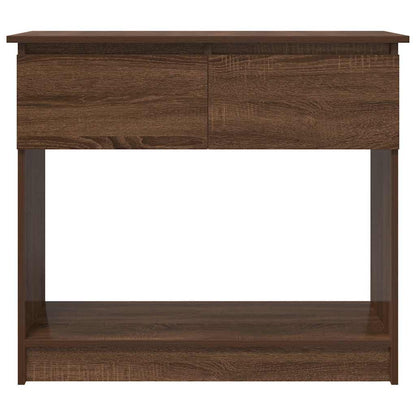 Brown Oak Console Table with Drawers - 85.5x38.5x74.5 cm