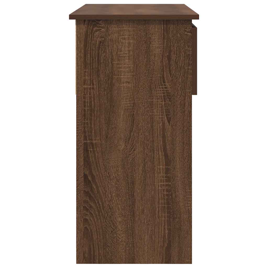 Brown Oak Console Table with Drawers - 85.5x38.5x74.5 cm